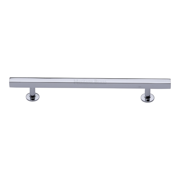 C4760 160-PC • 160 x 223 x 11 x 19 x 32mm • Polished Chrome • Heritage Brass Square Bar Round Foot Cabinet Pull Handle